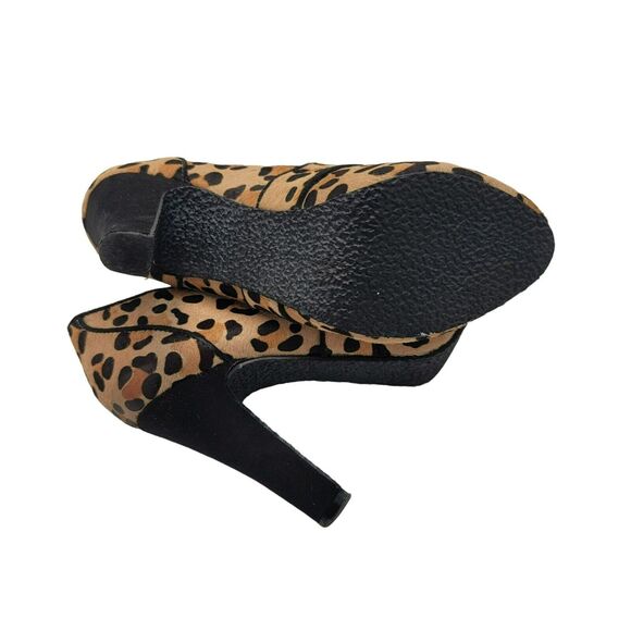 TopShop Booties Womens Size 7 Leopard New Calf Hair Boots Lace Up Animal Print - Picture 8 of 9